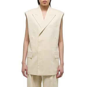 HELMUT LANG Oversized Linen-Blend Blazer Vest Large